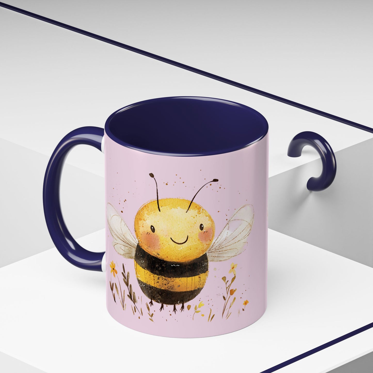 Cute Bee Accent Coffee Mug for Nature Lovers, Fun Bee Design, Gift for Friends, Bee Themed Kitchenware, Bee Lover's Mug