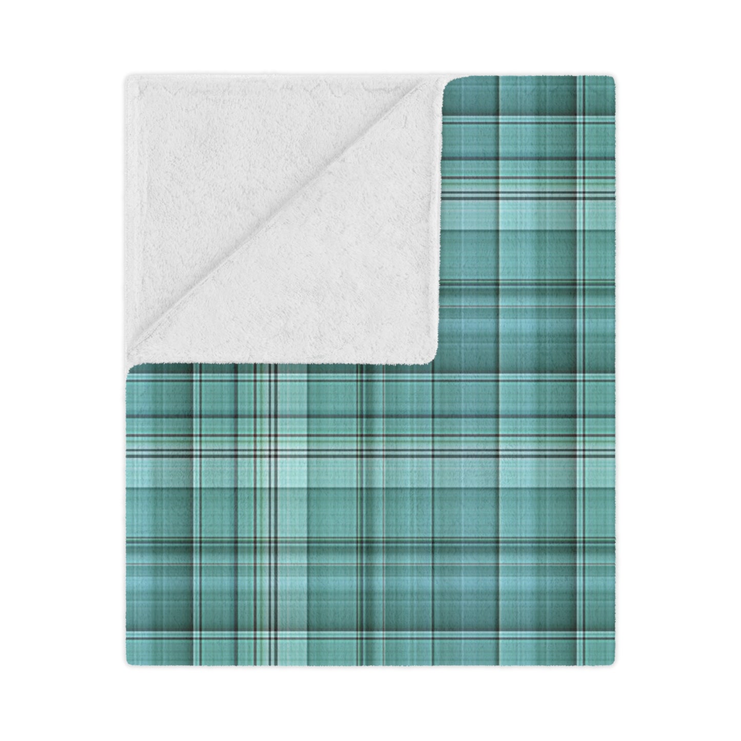 Teal Plaid Minky Blanket — Soft Cozy Plaid Throw for Home, Travel & Gifts