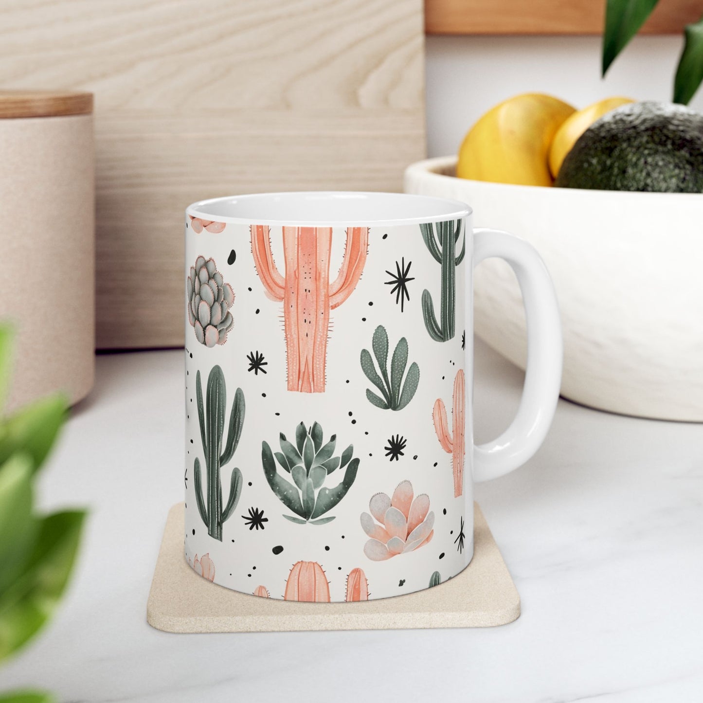 Cactus & Succulent Ceramic Mug — Pastel Desert Plant Coffee Cup (11oz, 15oz)