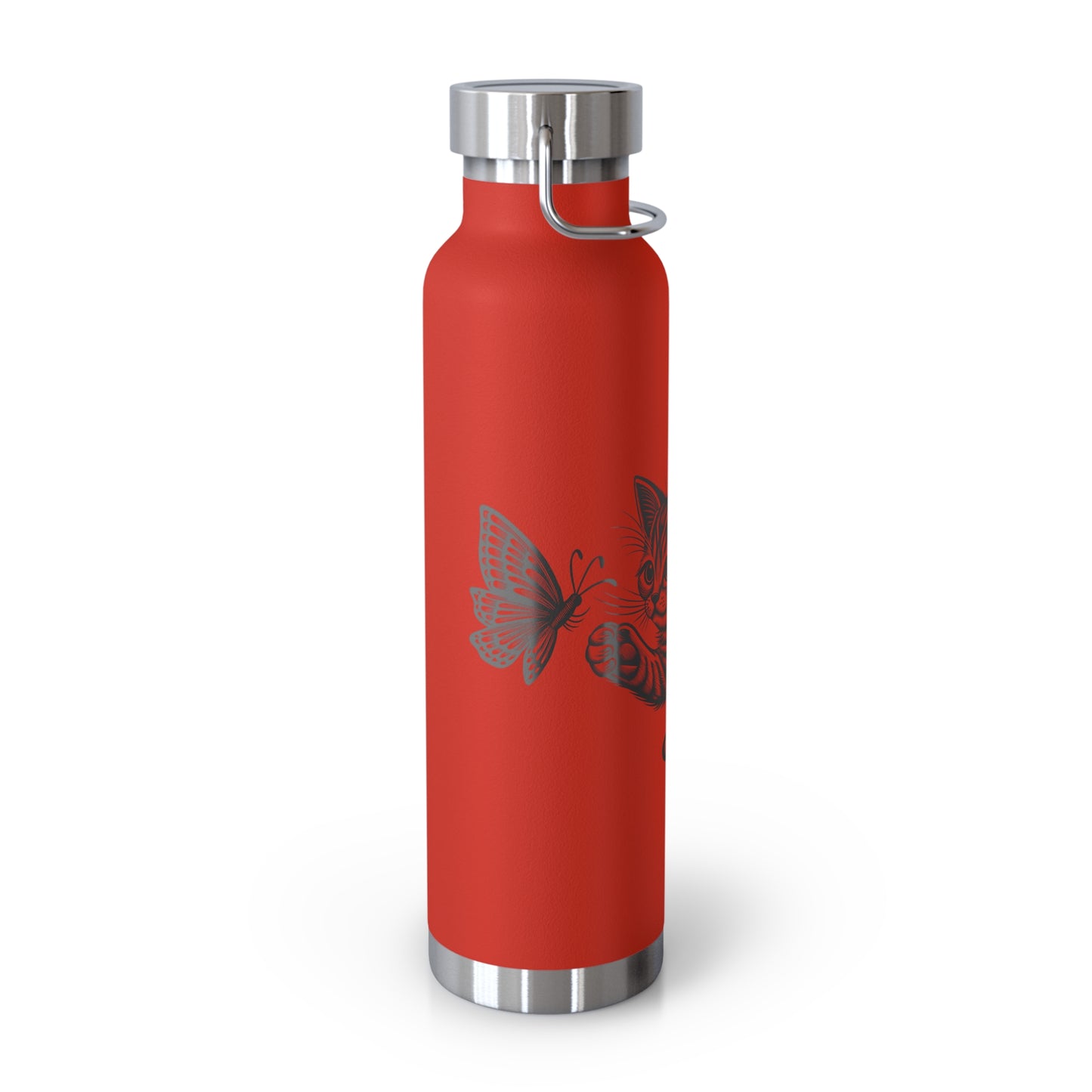 Cat and Butterfly Insulated Water Bottle, Cute Animal Flask, Travel Mug, Gift for Cat Lovers, Eco-Friendly Beverage Container