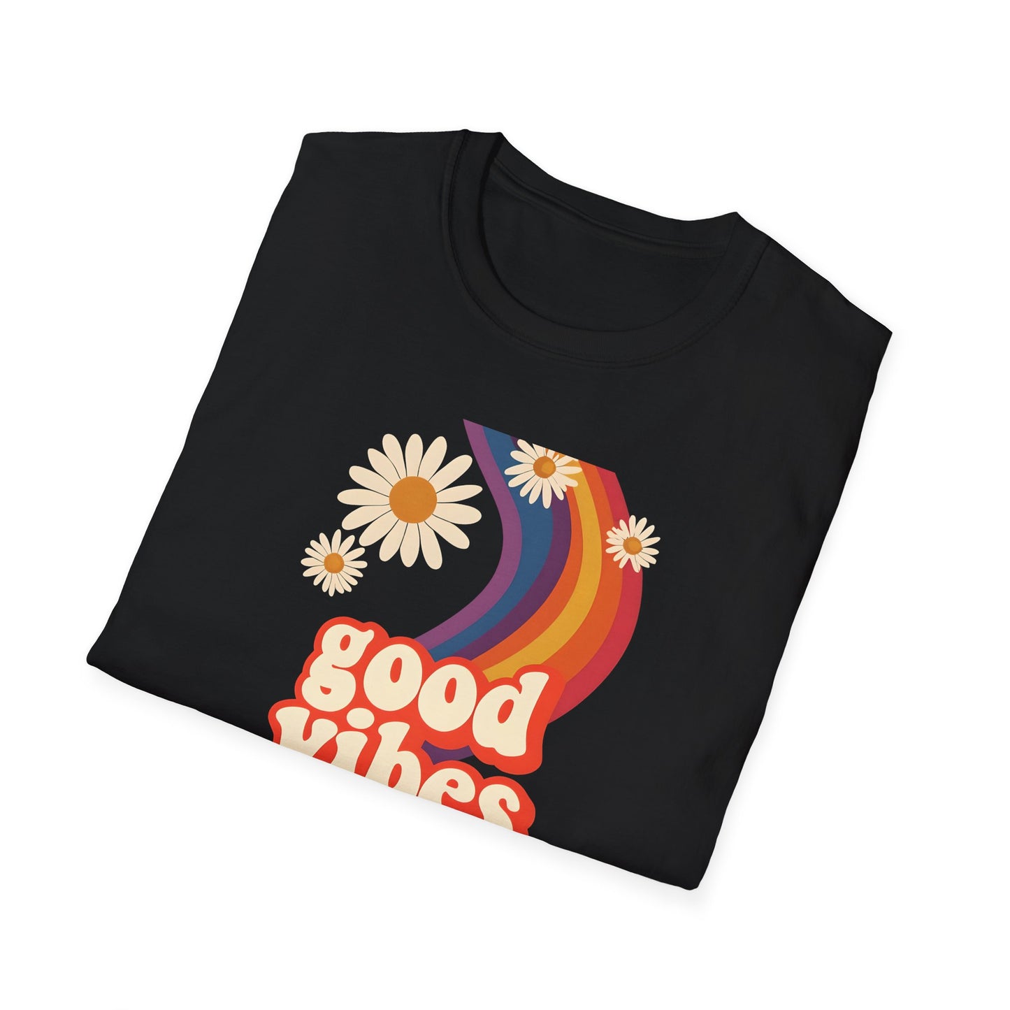 Good Vibes Unisex Softstyle T-Shirt, Retro Sunshine Tee, Positive Energy Shirt, Festival Apparel, Gift for Friends