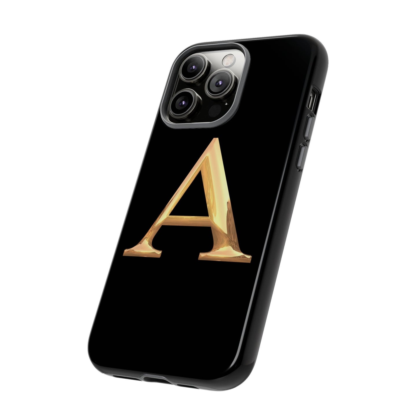 Custom Phone Case with Gold Letter A, Monogrammed Gift, Tough Protective Case, Personalized Phone Accessory, Unique Phone Cover