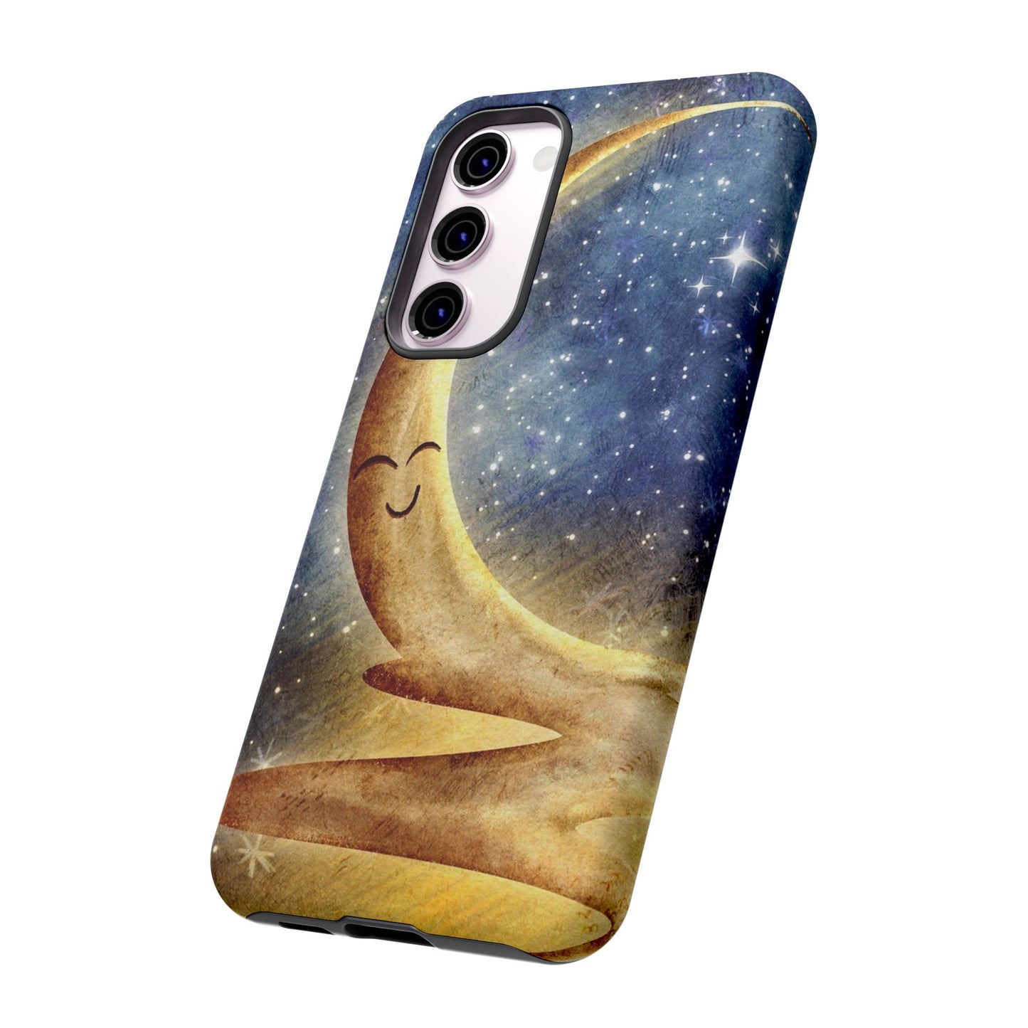 Moonlit Smile Phone Case — Starry Night Crescent Moon iPhone Cover