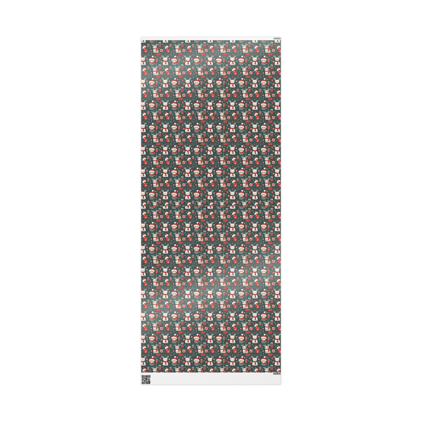 Christmas Wrapping Paper Roll — Cute Santa & Reindeer Pattern, Holiday Gift Wrap