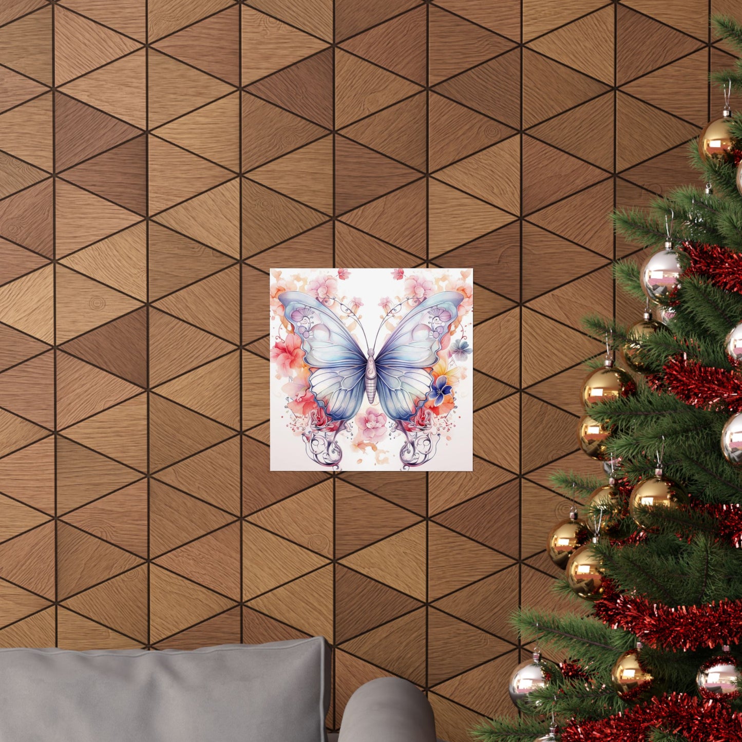 Butterfly Watercolor Wall Poster — Floral Pastel Matte Vertical Print
