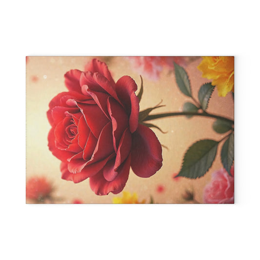 Romantic Floral Glass Cutting Board, Kitchen Decor, Wedding Gift, Home Cooking, Unique Housewarming Gift, Gift for Her