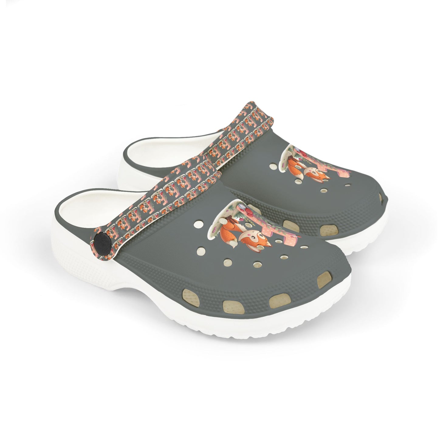 Kid's EVA Foam Clogs with Cute Fox Design - Letter F