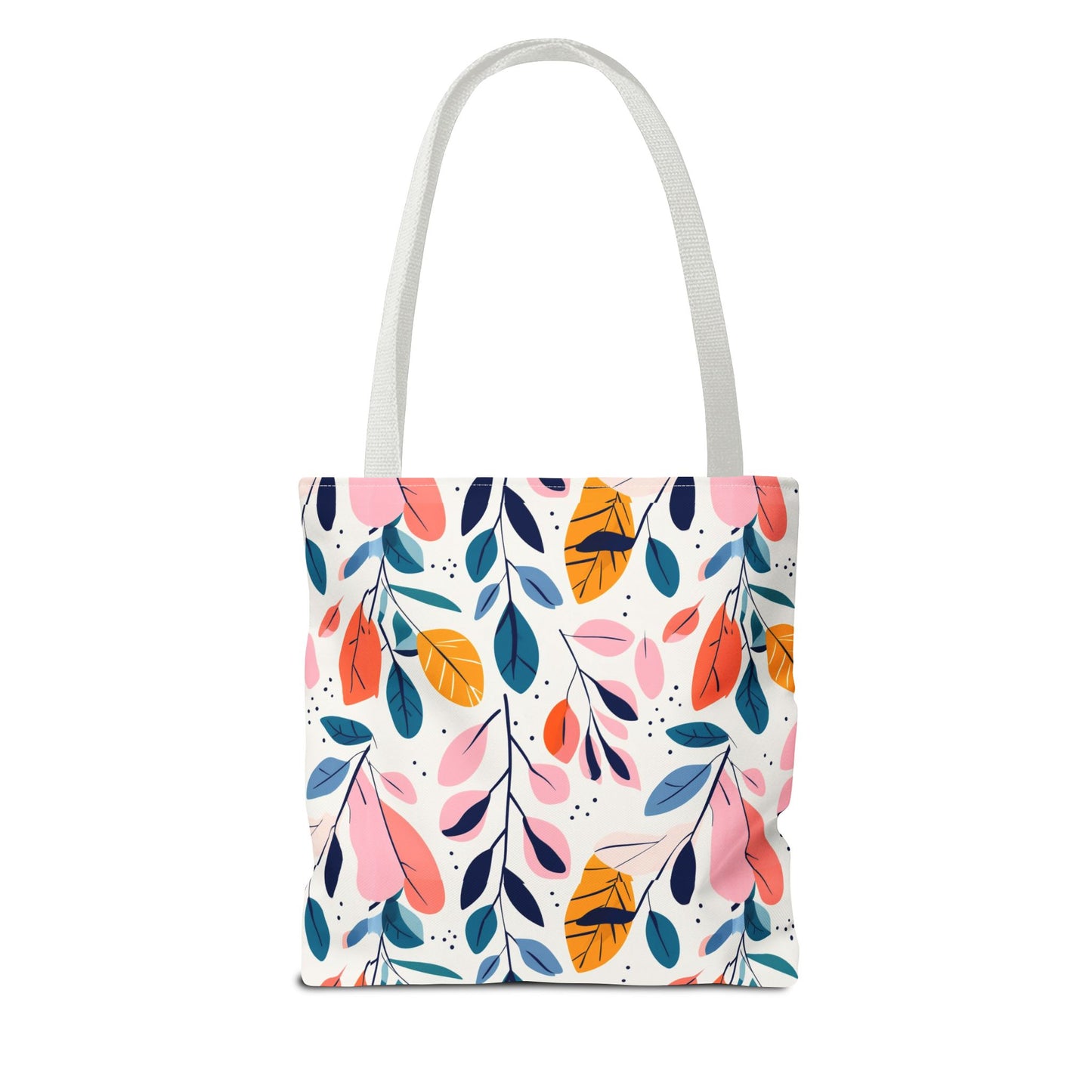 Floral Leaves Tote Bag — Colorful Botanical All-Over Print Bag