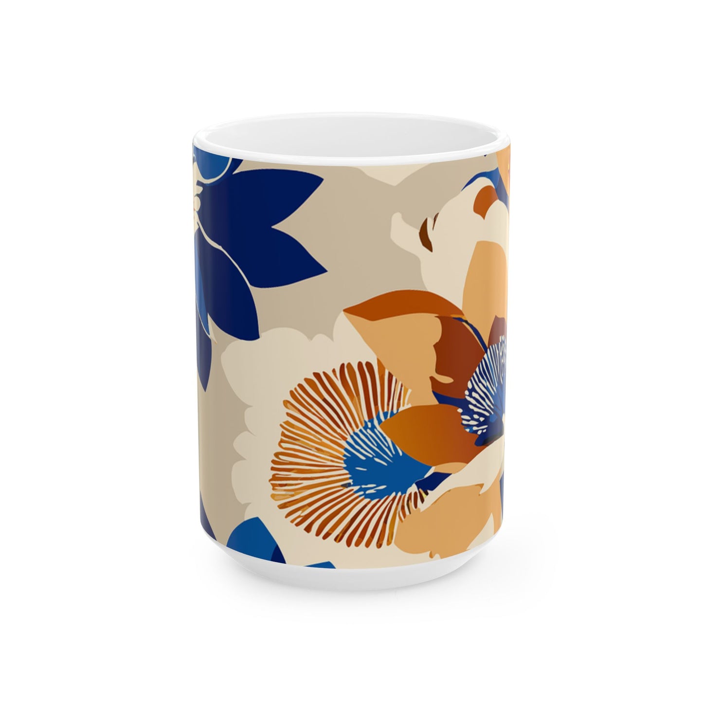 Floral Ceramic Mug, Elegant Coffee Cup, Gift for Mom, Tea Lover's Mug, Home Decor, Springtime Beverage Holder