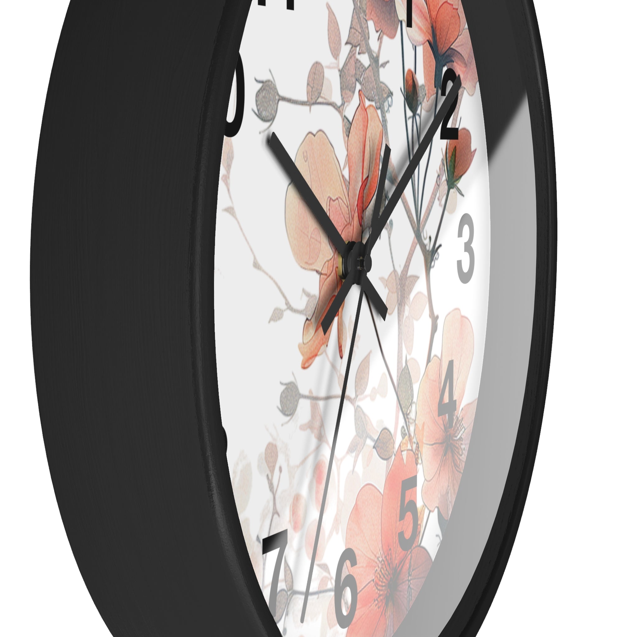 Floral Wall Clock — Soft Orange Blossom Decorative Clock