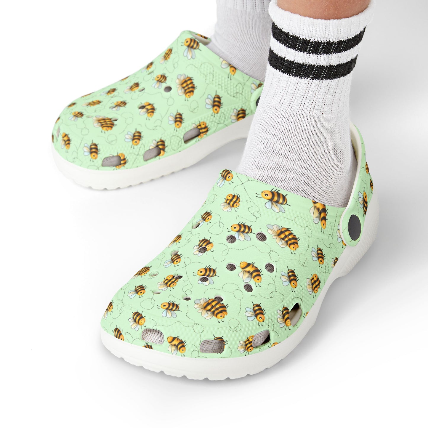 Bee-themed Kid's Clogs, Comfortable Summer Footwear, Playtime Shoes, Outdoor Accessories, Gift for Kids