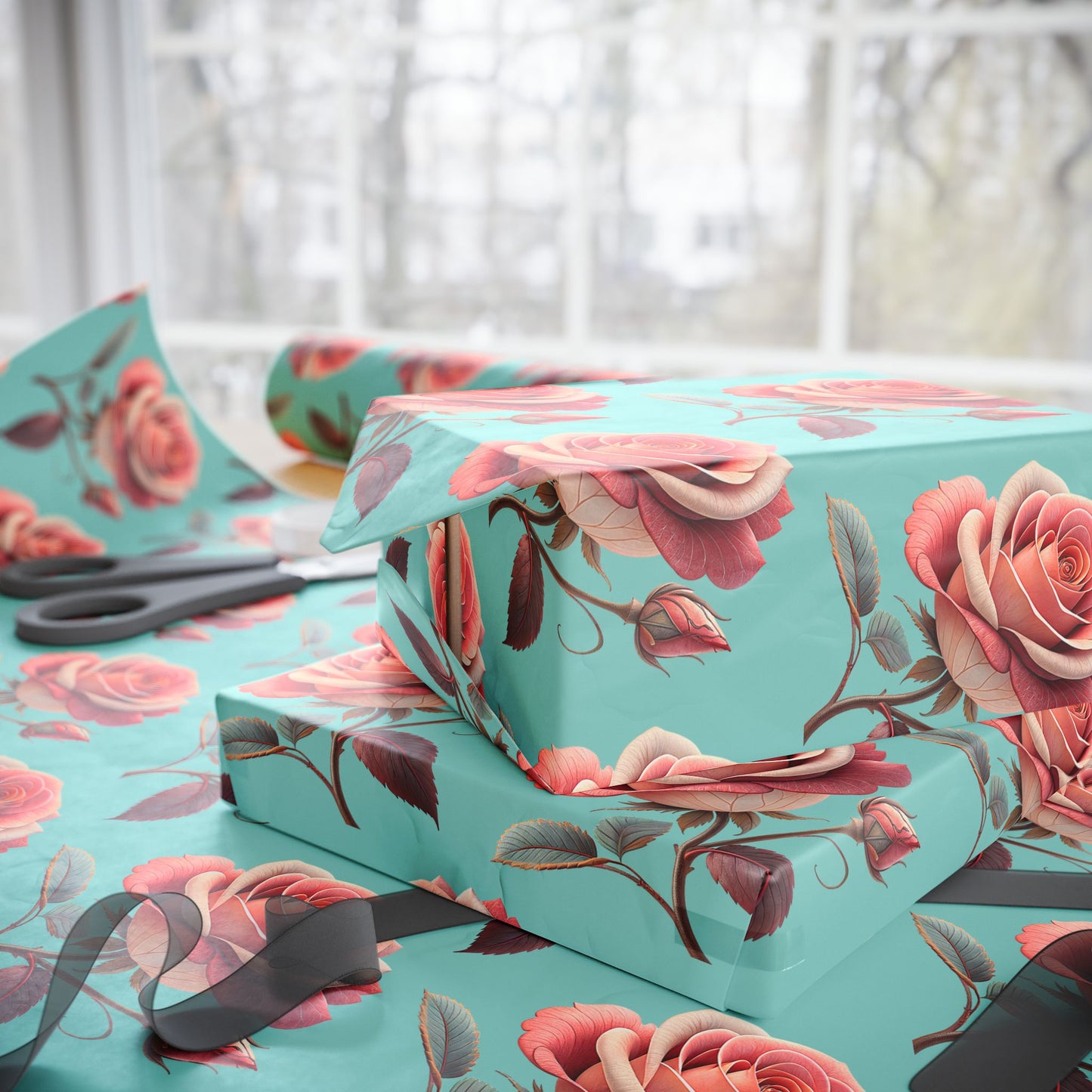 Floral Wrapping Paper, Vintage Rose Gift Wrap, Eco-Friendly Wrapping Sheets, Birthday, Bridal Shower, Holiday Packaging