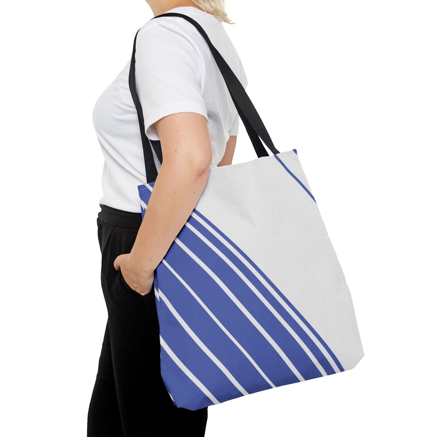 Chic Blue Striped Tote Bag, Stylish Reusable Shopping Bag, Beach Bag, Everyday Carry, Gift for Her