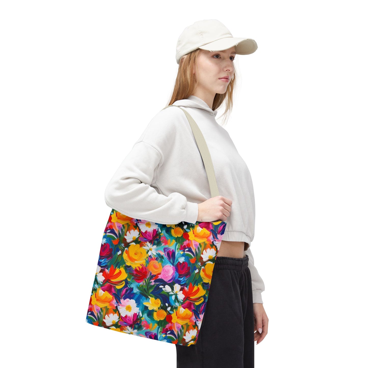 Colorful Floral Tote Bag — Vibrant All-Over Print Shopper
