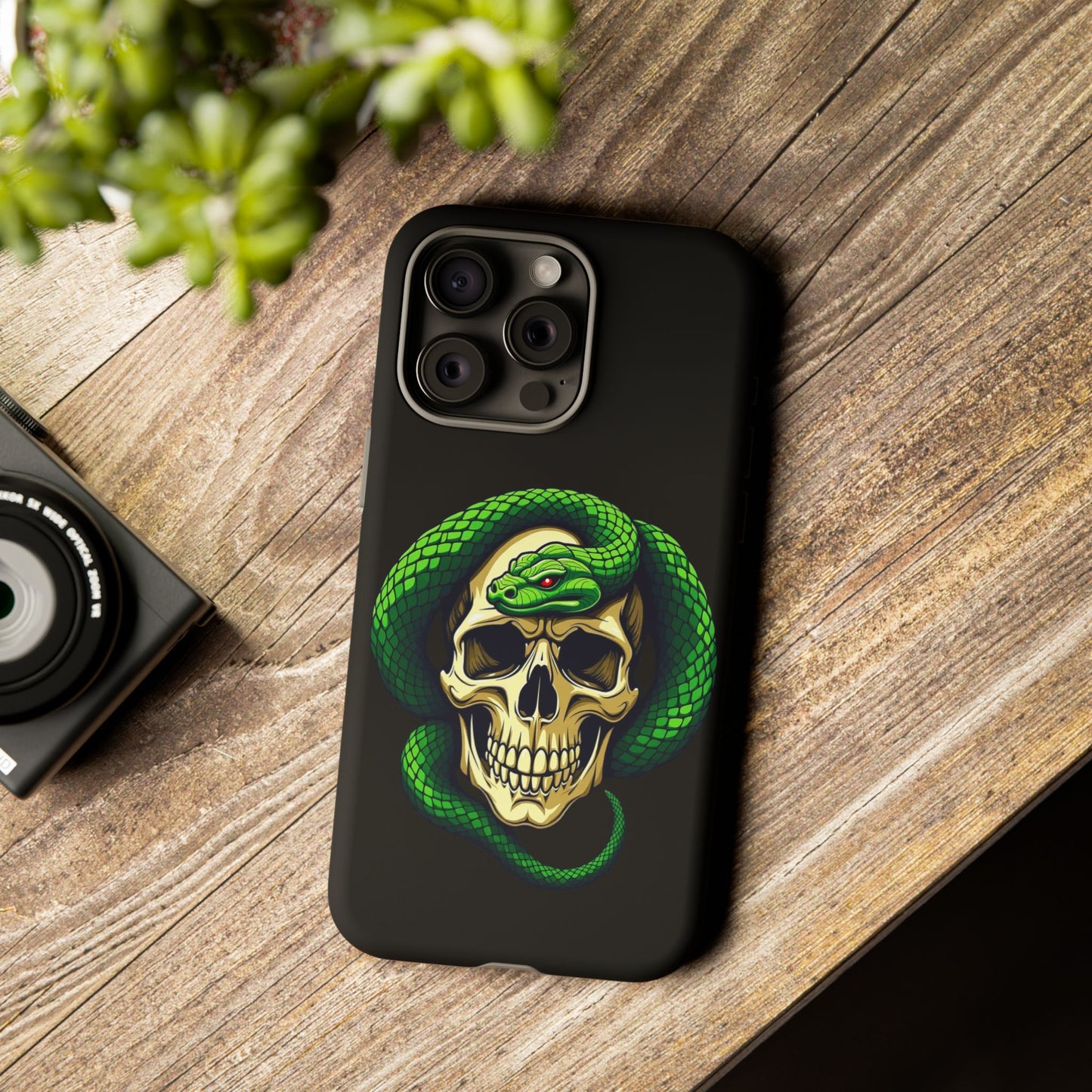 Skull & Snake Phone Case | Tough Cases, Protective Cover, Edgy Phone Accessories, Gothic Gift, Halloween Decor