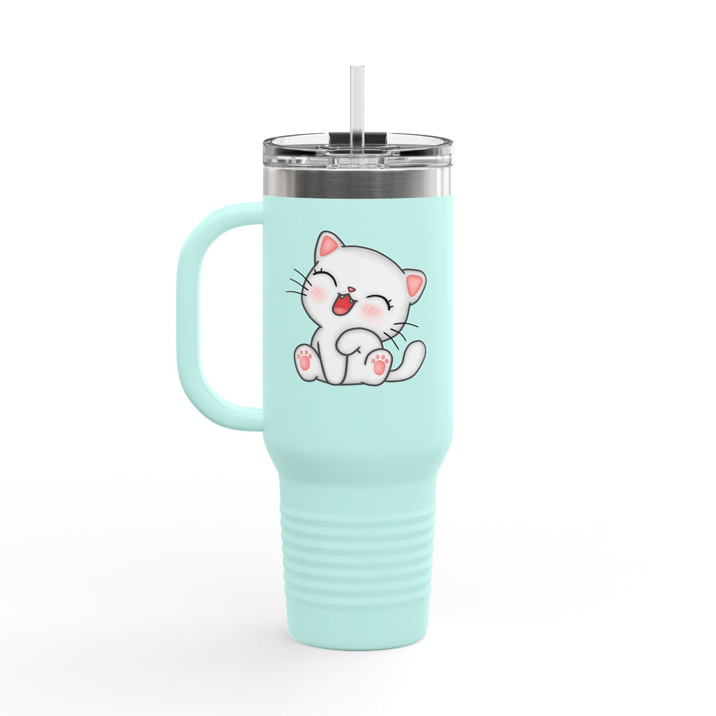 Cute Cat Insulated Travel Mug, 40oz | Funny Coffee Mug for Cat Lovers, Animal Lover Gift, Travel Tumbler, Pet Themed Drinkware