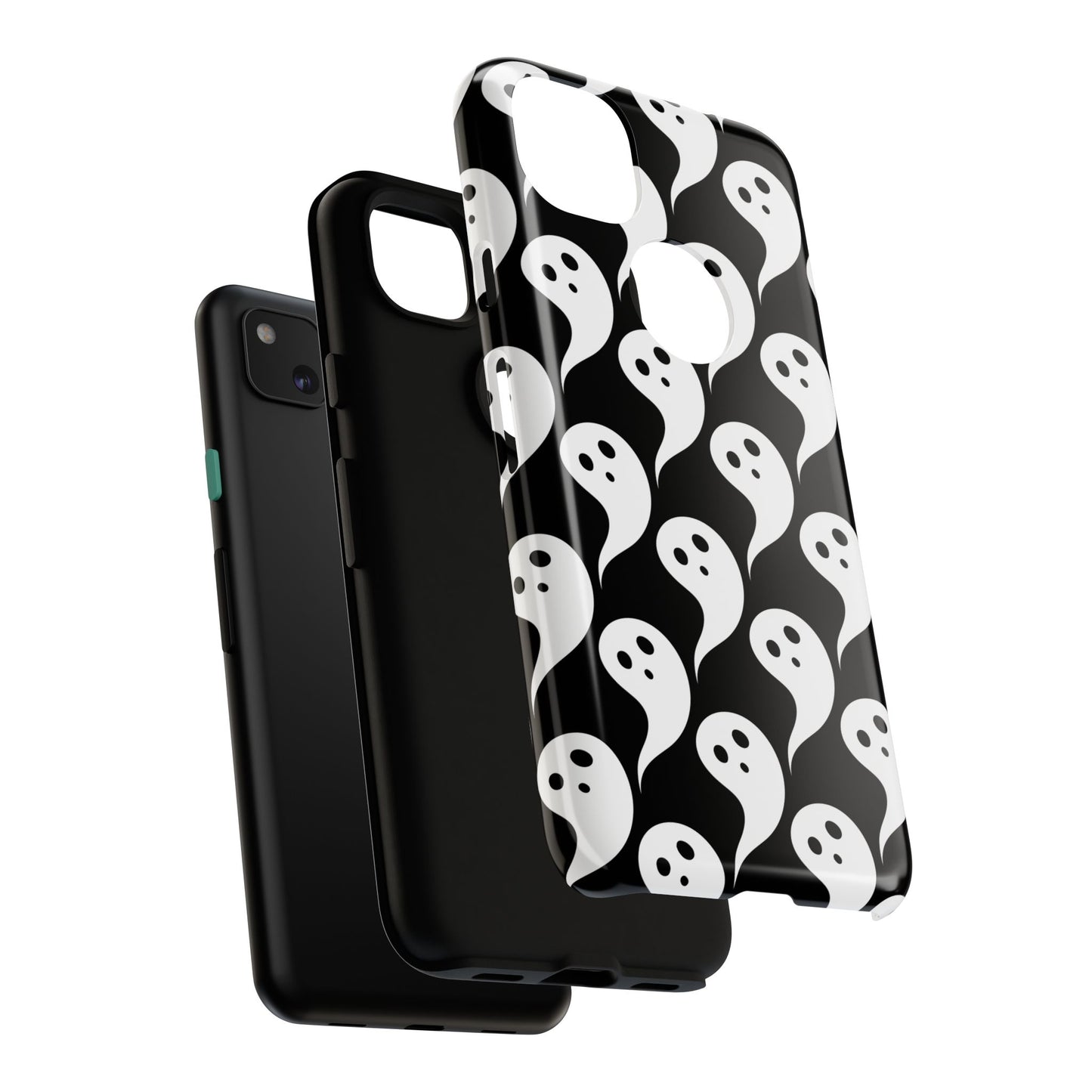 Ghost Pattern Phone Case, Cute Ghost Cell Phone Cover, Halloween Accessory, Spooky Gift, Black and White Phone Case
