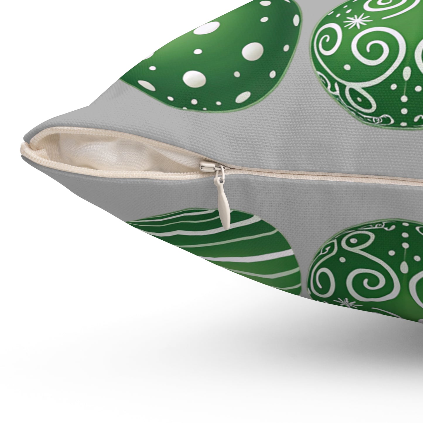 Christmas Ornament Pillow, Cozy Holiday Decor, Winter Home Accent, Gift for Christmas Lovers, Green and Gray Pillow