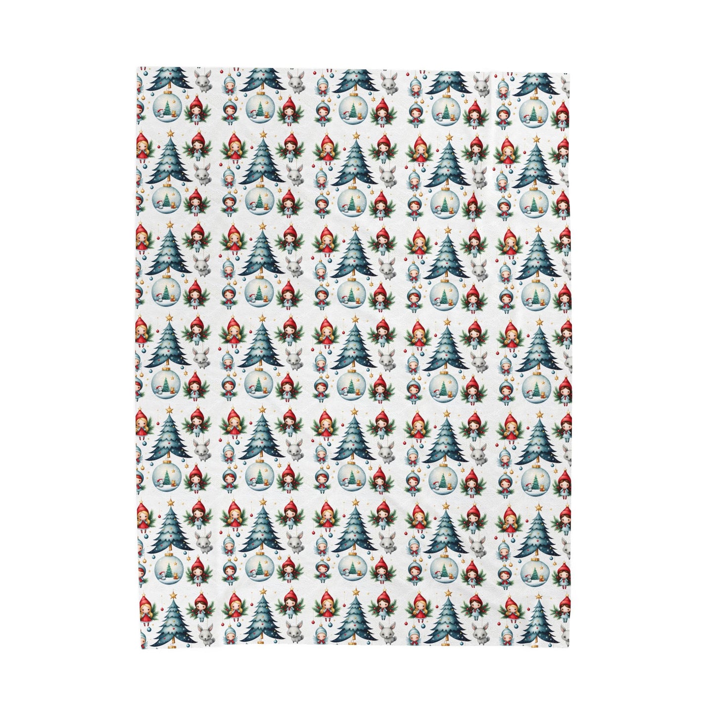 Christmas Gnome & Tree Velveteen Plush Blanket — Cozy Holiday Throw