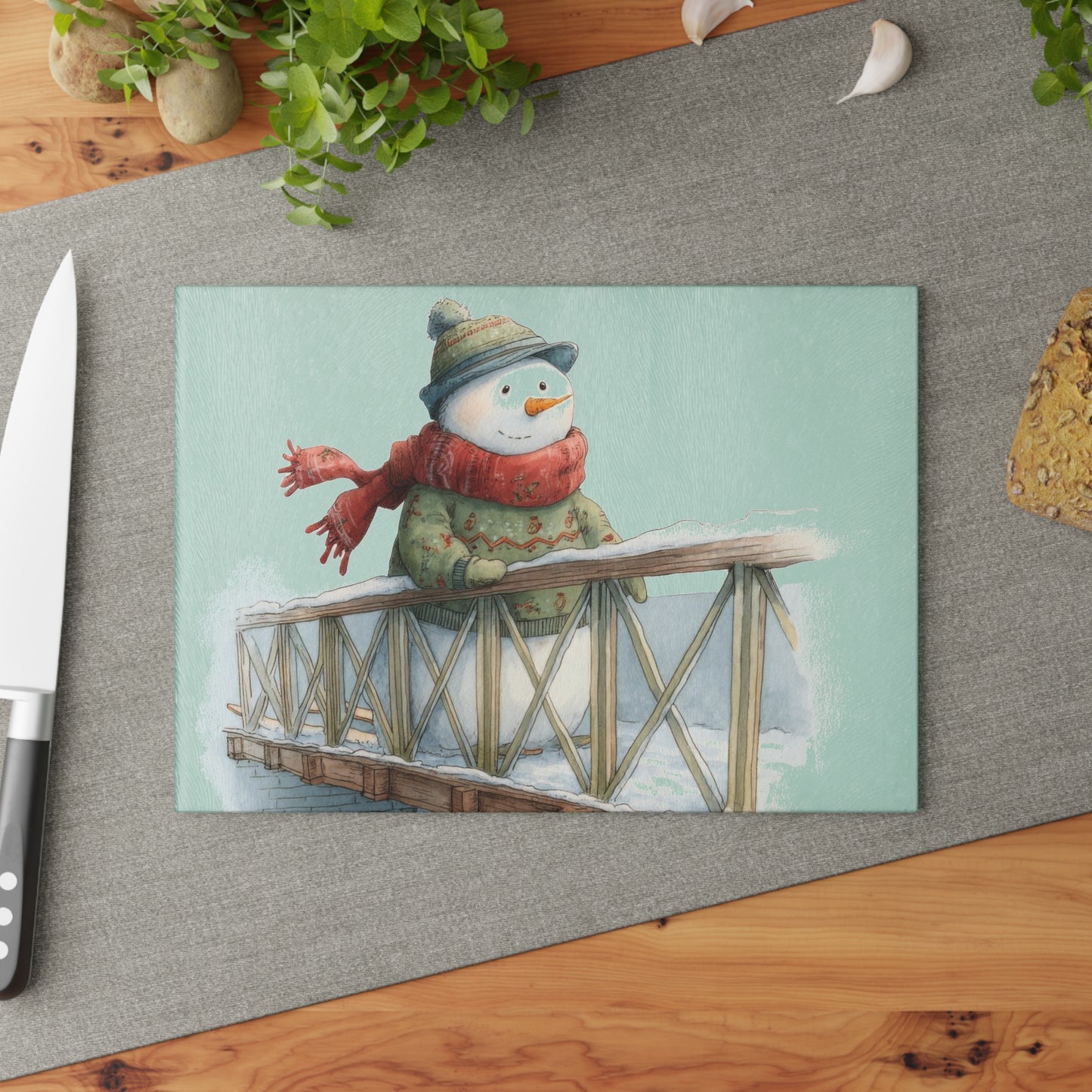 Whimsical Snowman Glass Cutting Board - Holiday Kitchen Gifts, Seasonal Decor, Unique Serving Tray, Winter Cooking Accessory, [...]