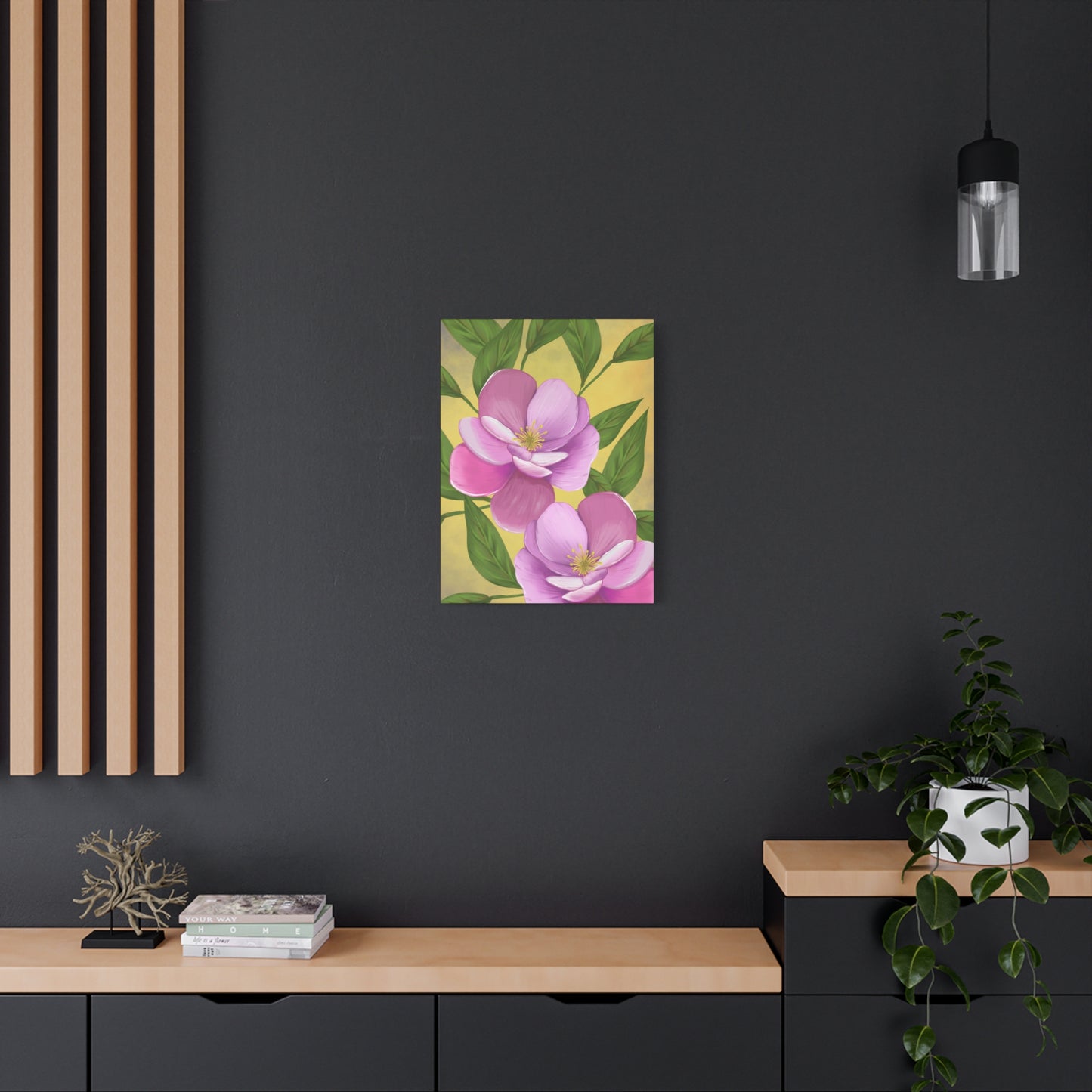 Matte Canvas, Stretched, 1.25" Tulips Pink and Purple Flowers