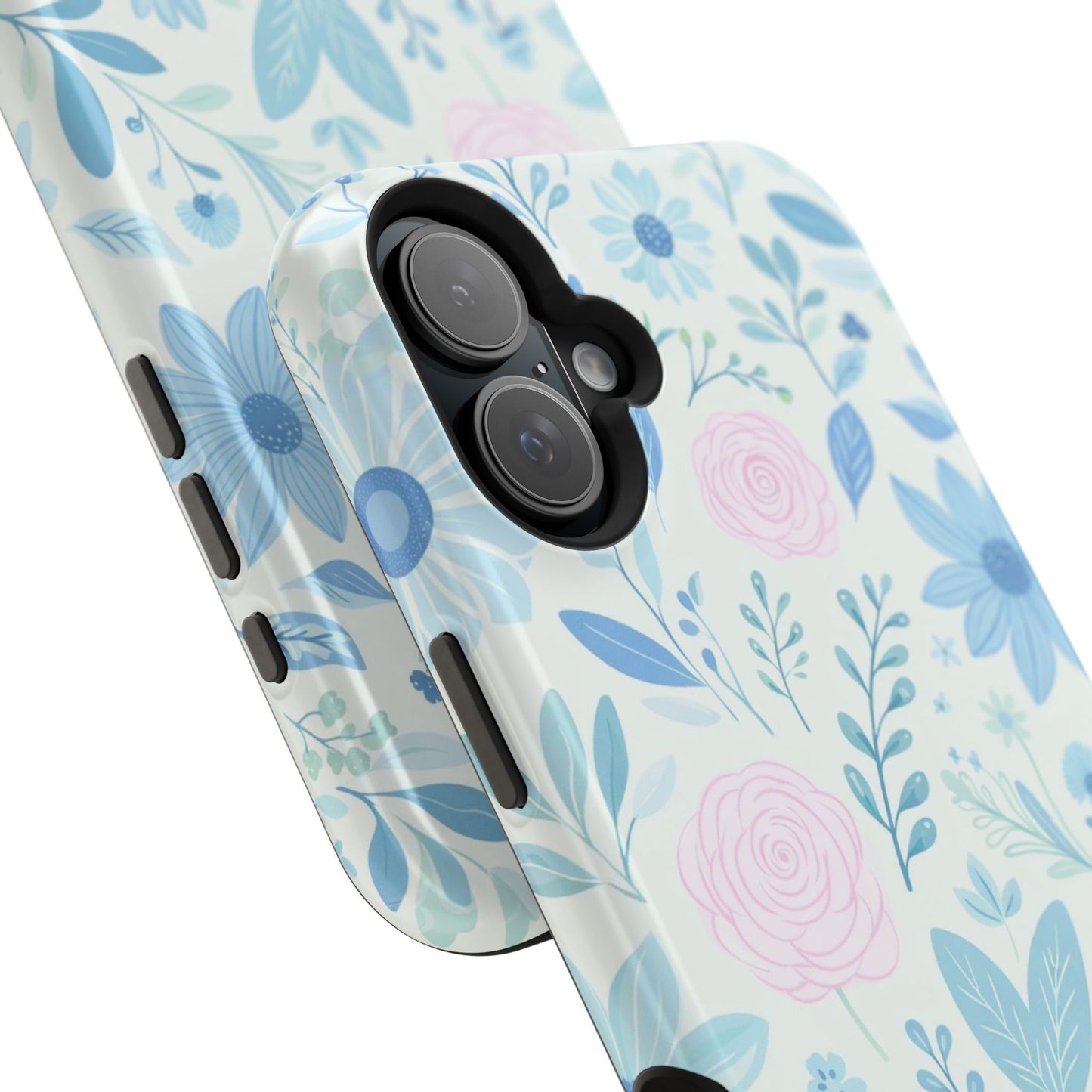 Floral Pastel Magnetic Impact Phone Case — Blue & Pink Botanical Design
