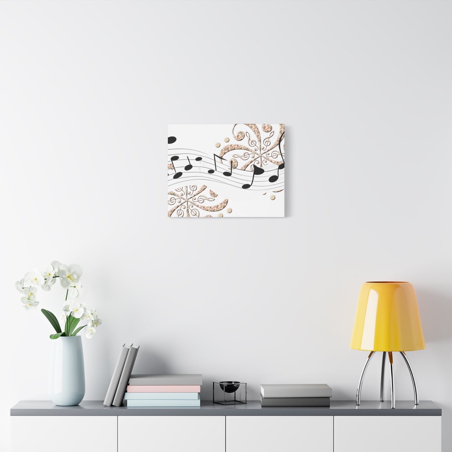 Musical Note Canvas Art, Floral Decor for Home, Music Lover Gift, Wall Art for Musicians, Unique Gift Idea