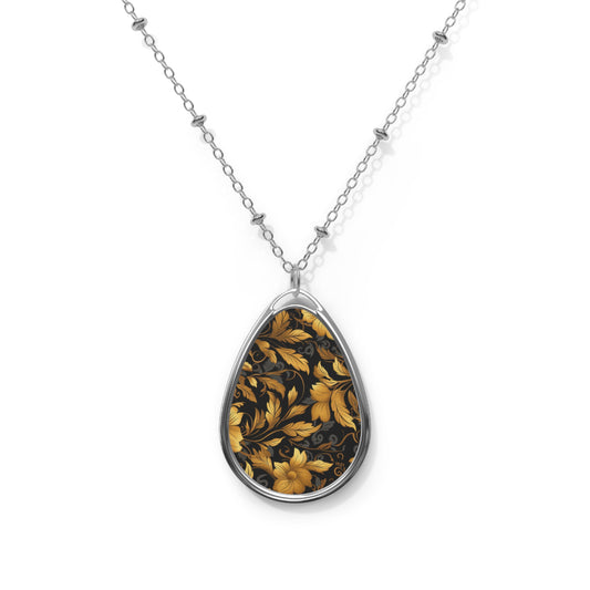 Oval Necklace - black and gold