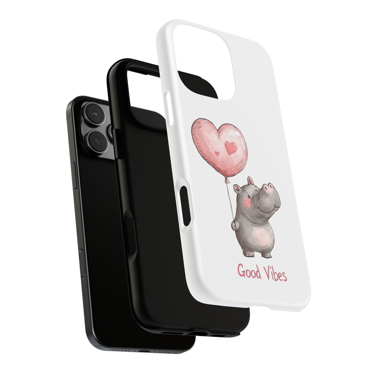 Cute Hippo Phone Case - Good Vibes Design, Animal Lover Gift, Fun Accessory, Birthday Present, Phone Accessories