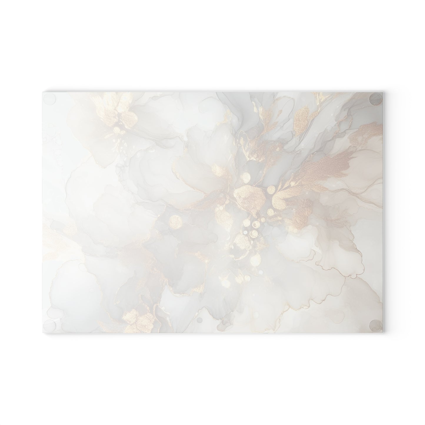 Glass Cutting Board - Elegant Gold & Mint Abstract Floral Tempered Glass Chopping Board