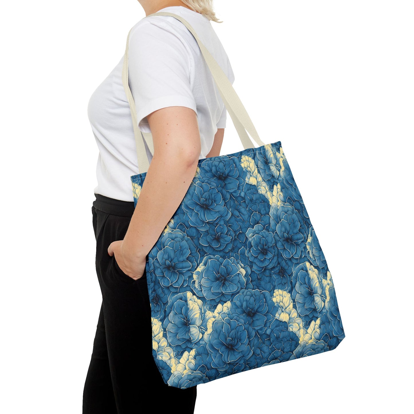 Floral Blue Peony Tote
