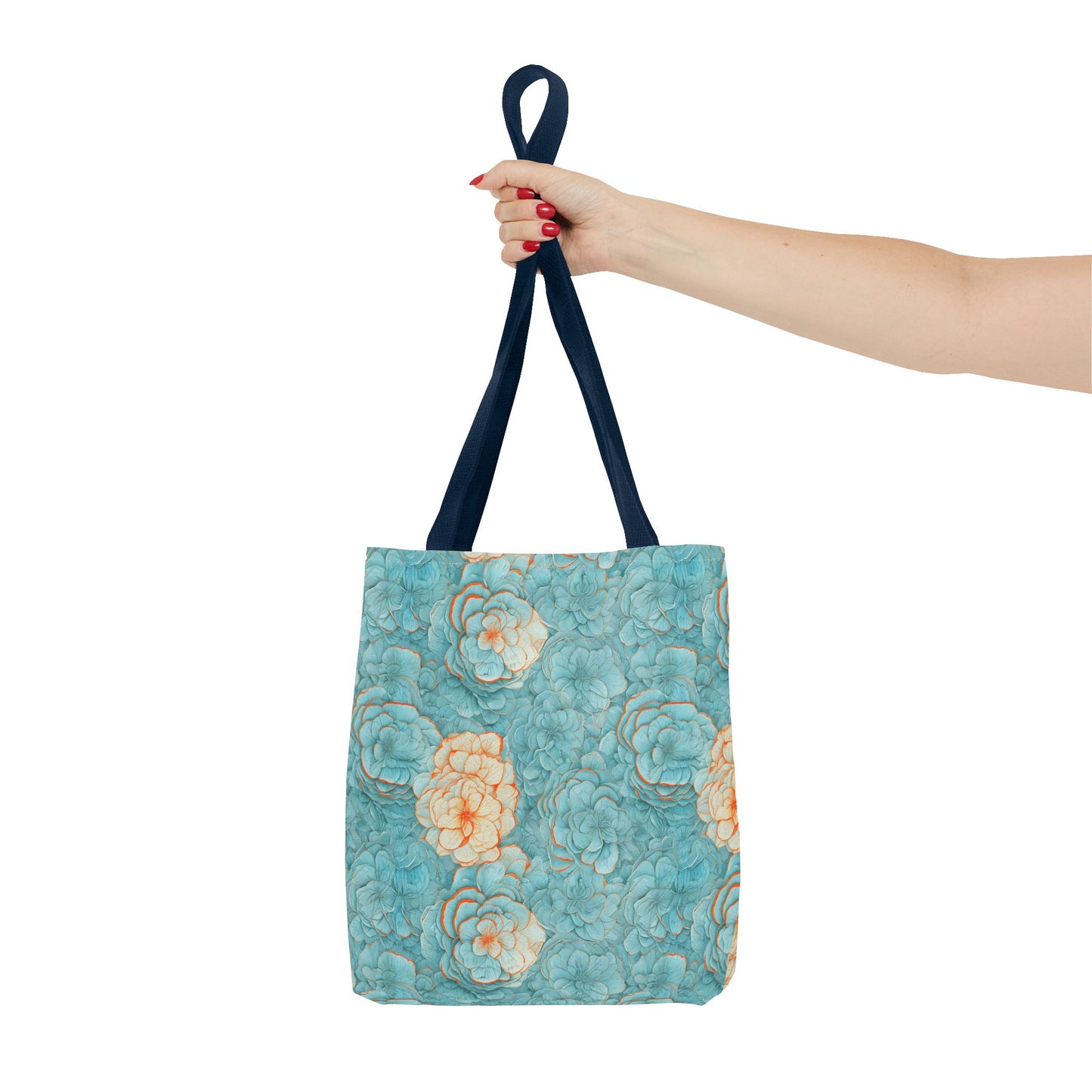 Floral Watercolor Tote Bag — Teal Succulent Pattern