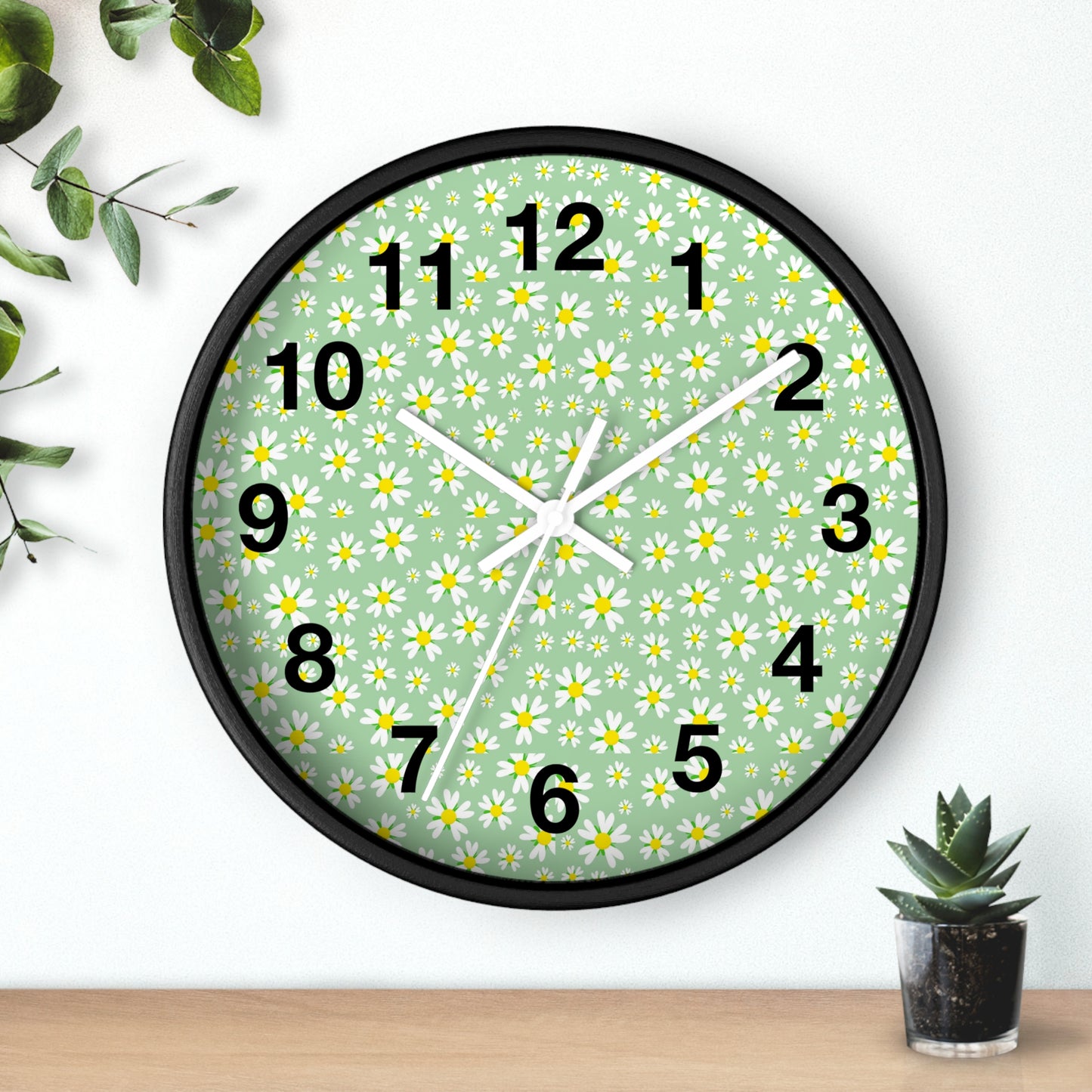 Floral Wall Clock, Rustic Home Decor, Spring Wall Art, Flower Design Clock, Unique Timepiece for Living Room, Gift for Her