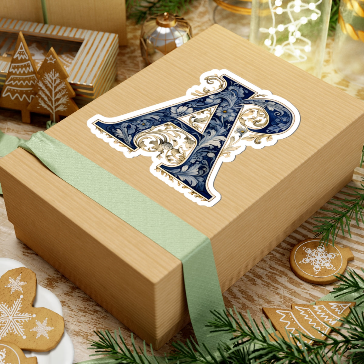 Ornate Floral Letter A Kiss-Cut Sticker — Vintage Monogram Laptop Decal