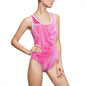 Vibrant Pink Women's One-Piece Swimsuit, Stylish Swimwear, Beach Essential, Pool Party, Summer Fun, Vacation Ready