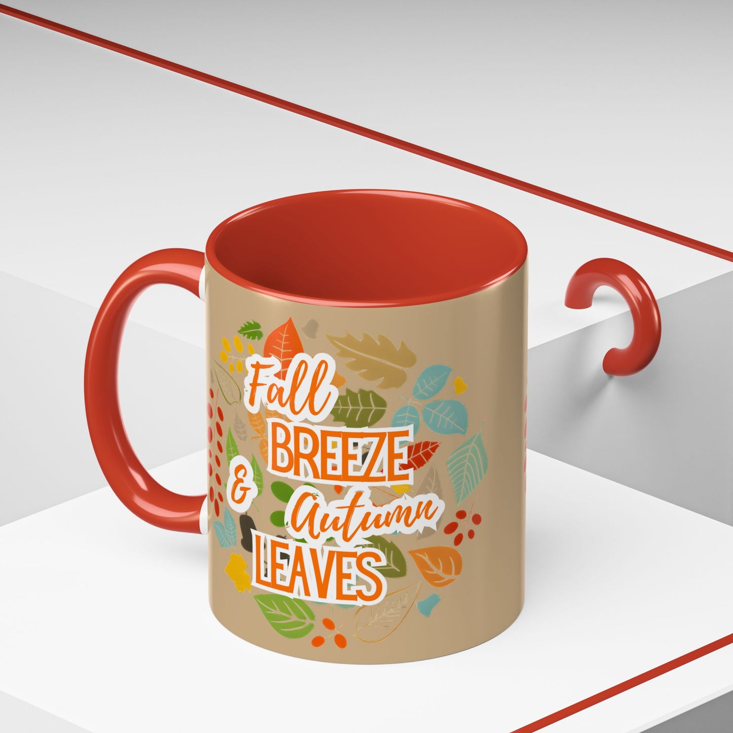 Fall Breeze & Leaves Coffee Mug, Autumn Mug, Seasonal Drinkware, Cozy Kitchen Decor, Perfect Gift for Fall Lovers