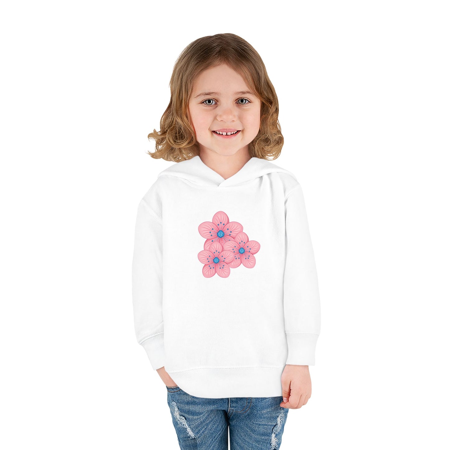 Adorable Toddler Pullover Fleece Hoodie with Pink Flower Design, Kids Sweatshirt, Toddler Clothing, Spring Outfit, Cute Gift for Kids