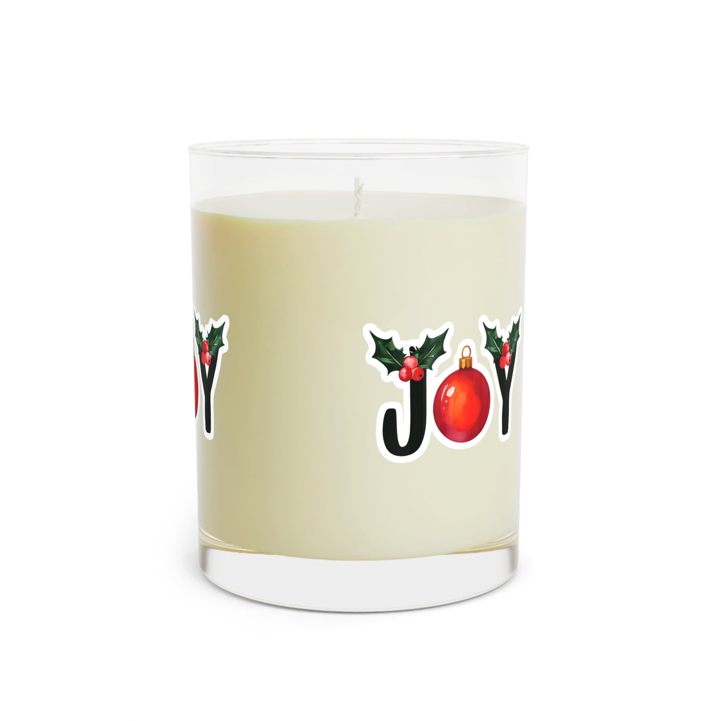 Joyful Holiday Scented Candle - 11oz Full Glass with Christmas Decor