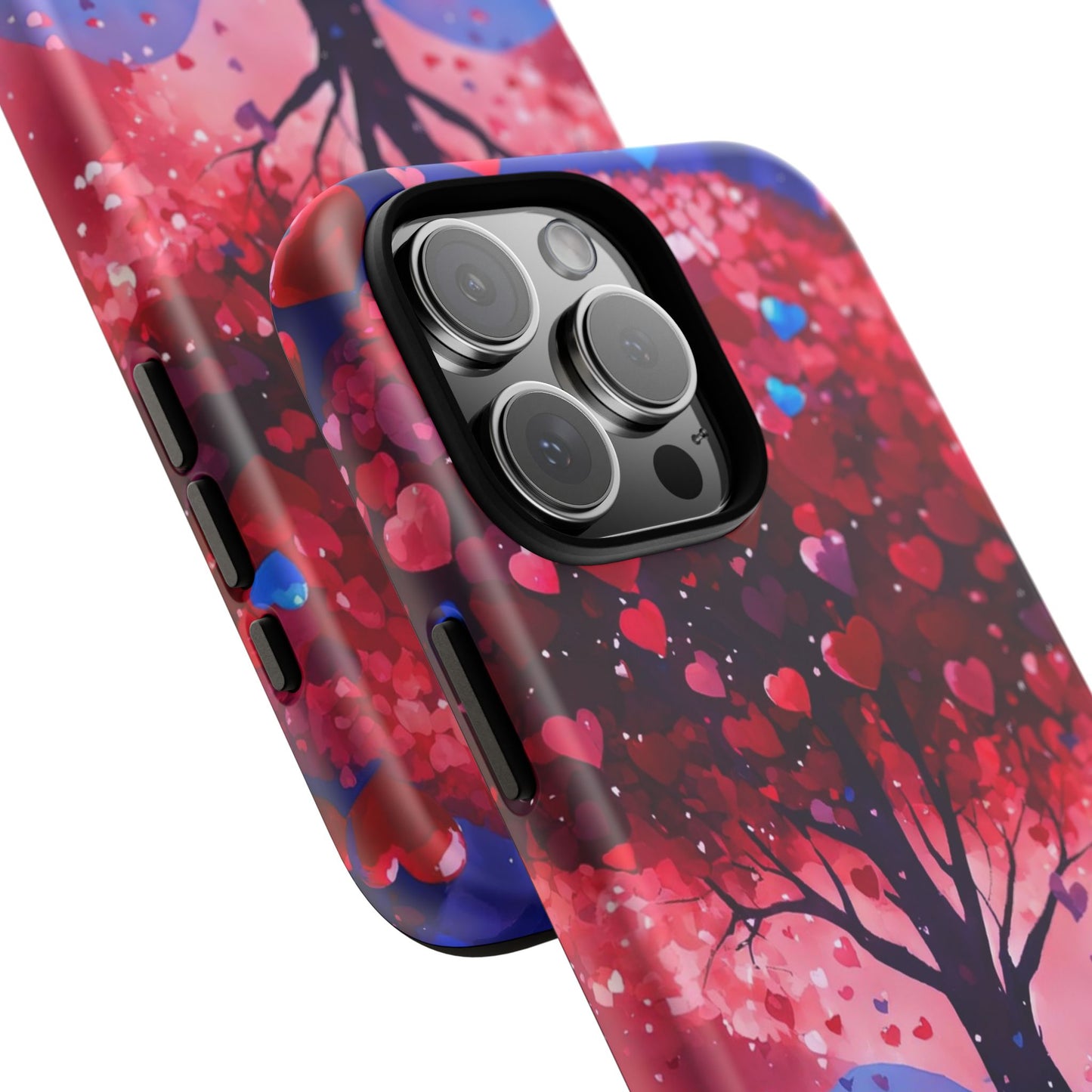 Heart Tree Phone Case — Romantic Red & Blue Protective Tough Case