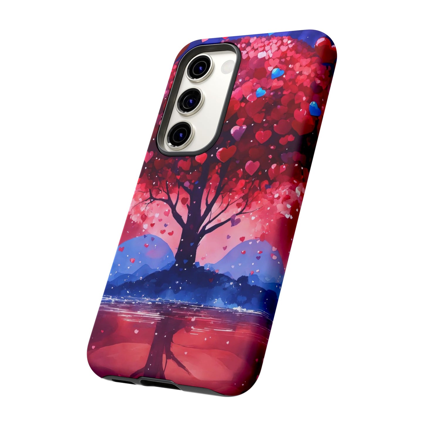 Heart Tree Phone Case — Romantic Red & Blue Protective Tough Case
