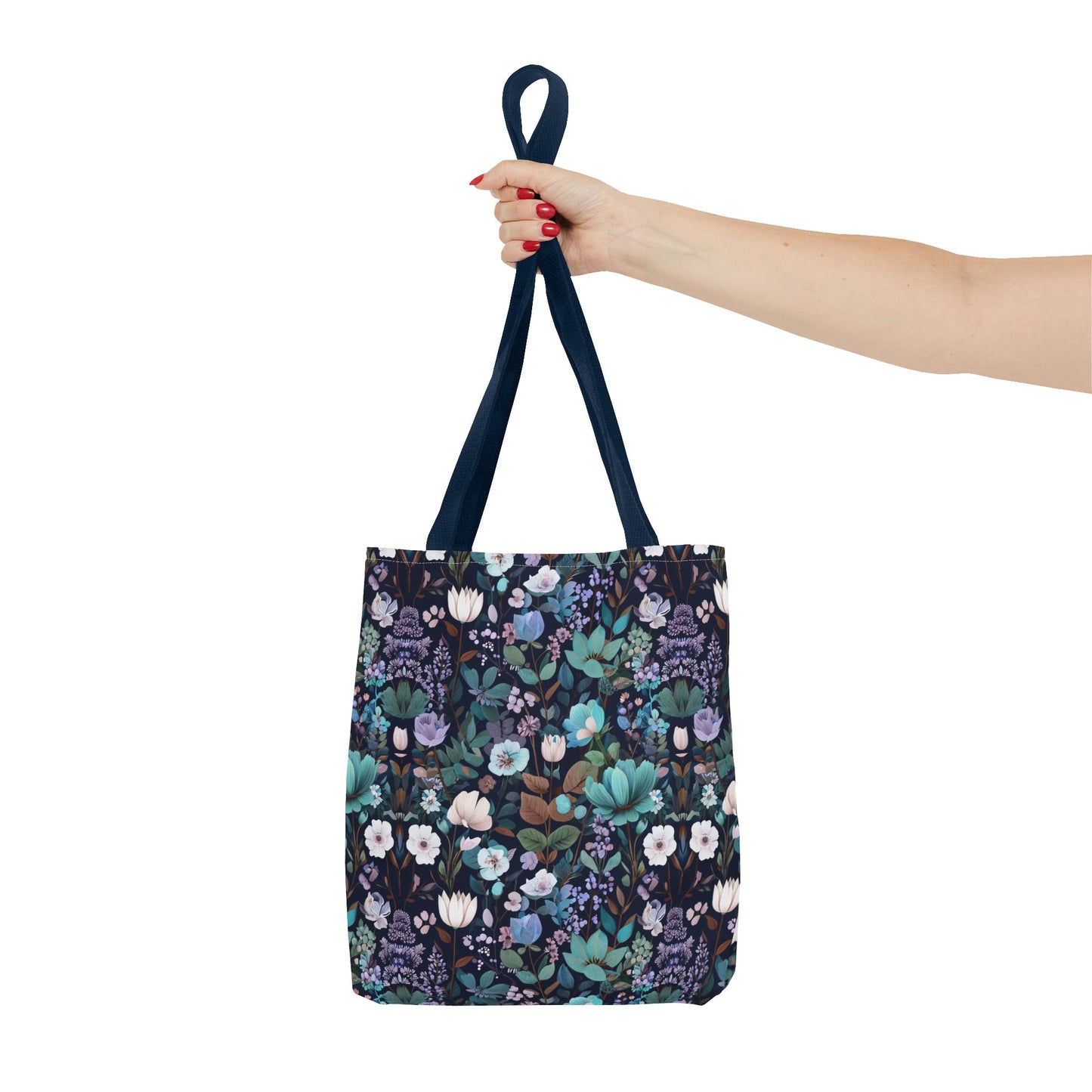 Floral Nightfall Tote Bag — Dark Botanical All-Over Print