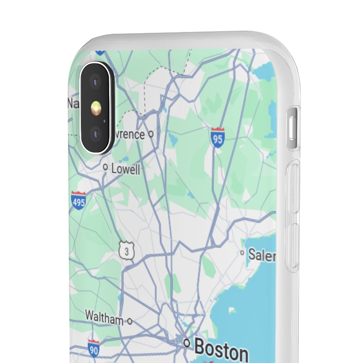 Boston Map Flexi Case for iPhone, Custom Location Phone Case, Unique Gift, Boston Heart Design, Travel Lover Accessory