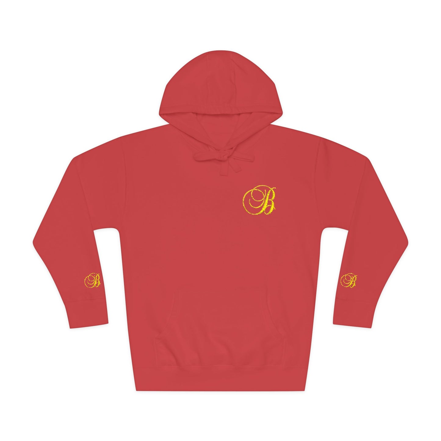 Coral Gold Floral Initial Hoodie — Monogram 'B' Casual Pullover
