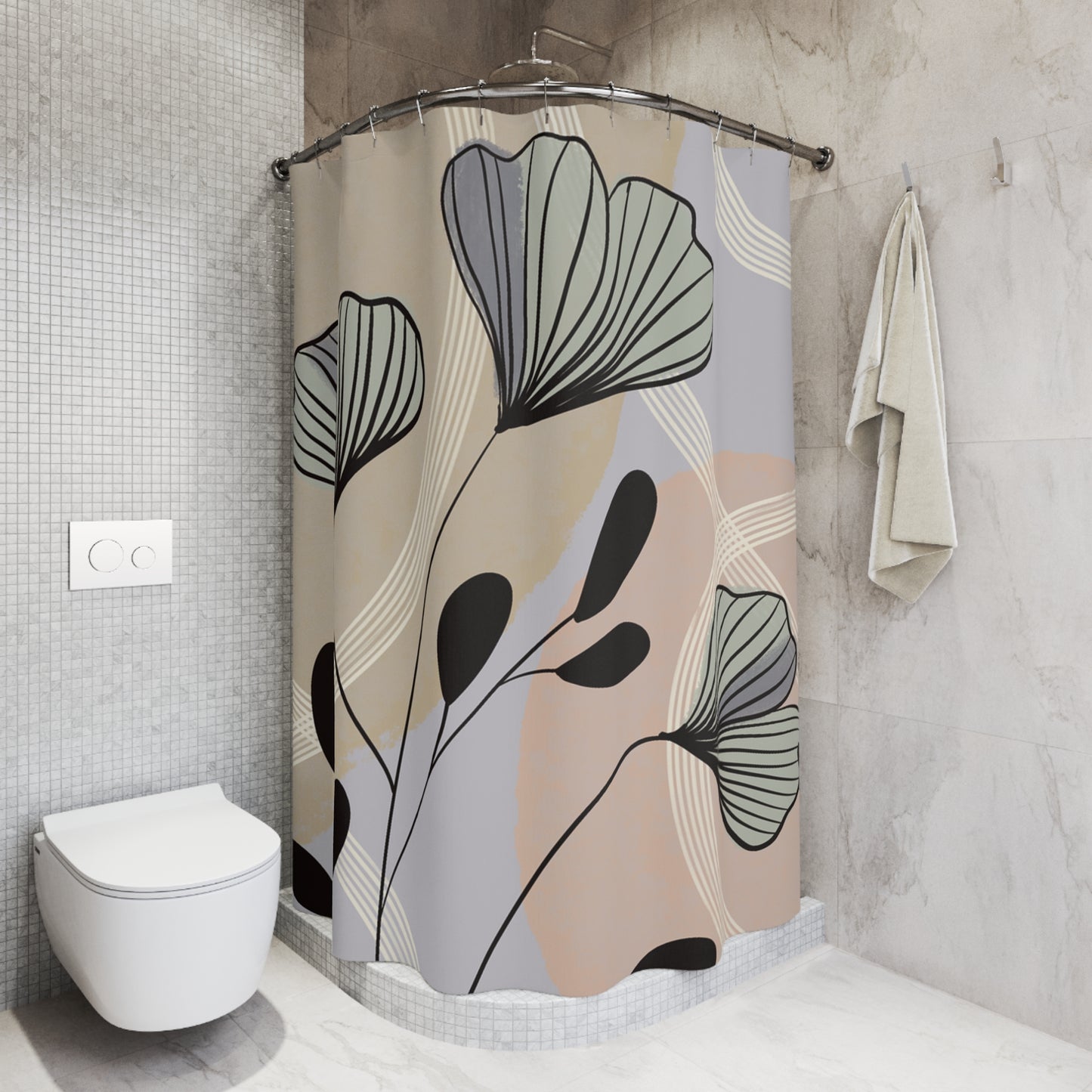 Botanical Shower Curtain, Floral Bathroom Decor, Modern Home Accents, Nature-Inspired Design, Gift for Homeowners