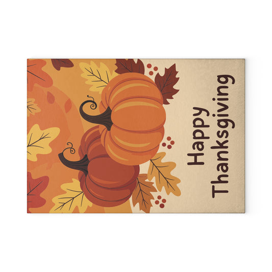 Happy Thanksgiving Pumpkin Glass Cutting Board