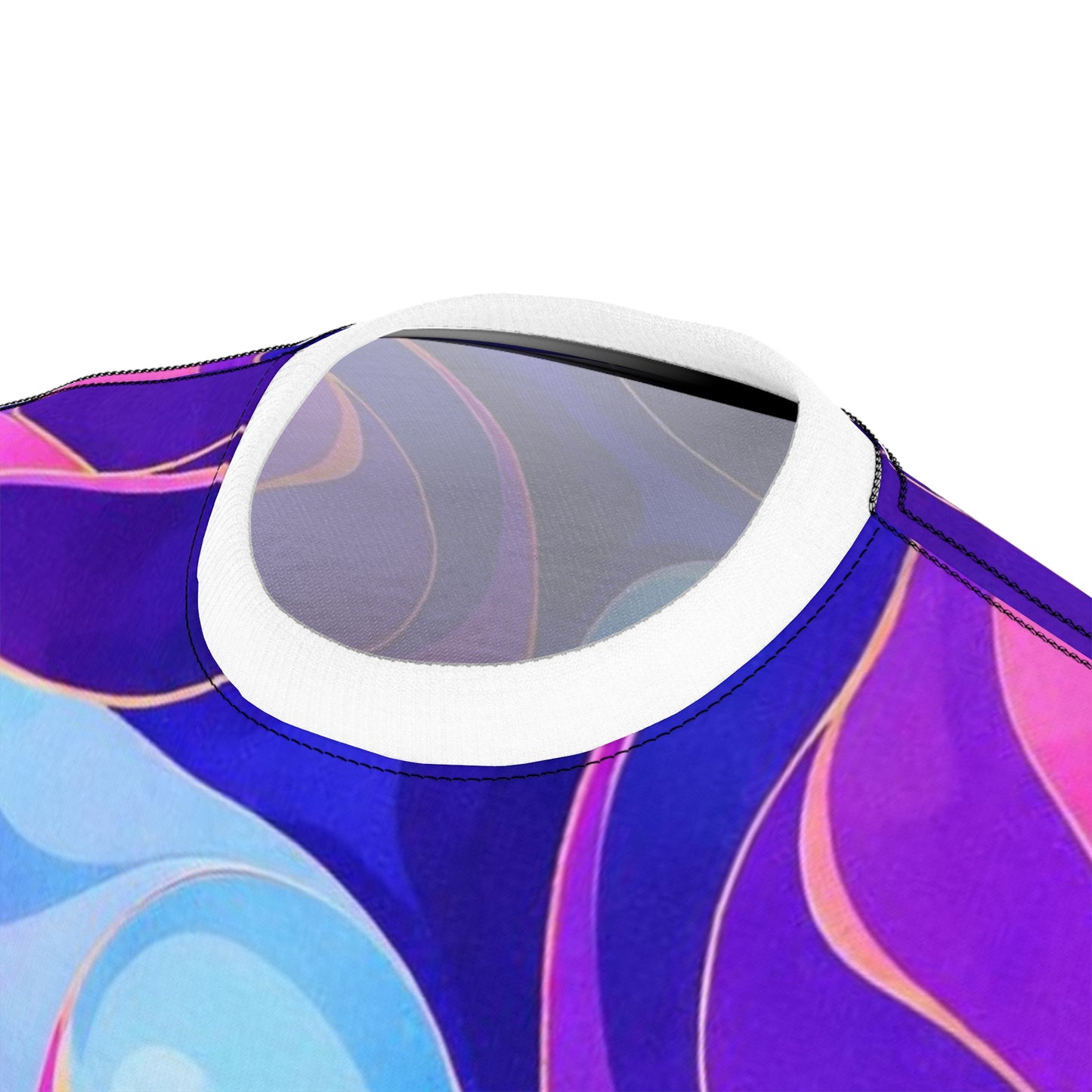 Abstract Swirl Tee — Vibrant Blue & Pink All-Over Print