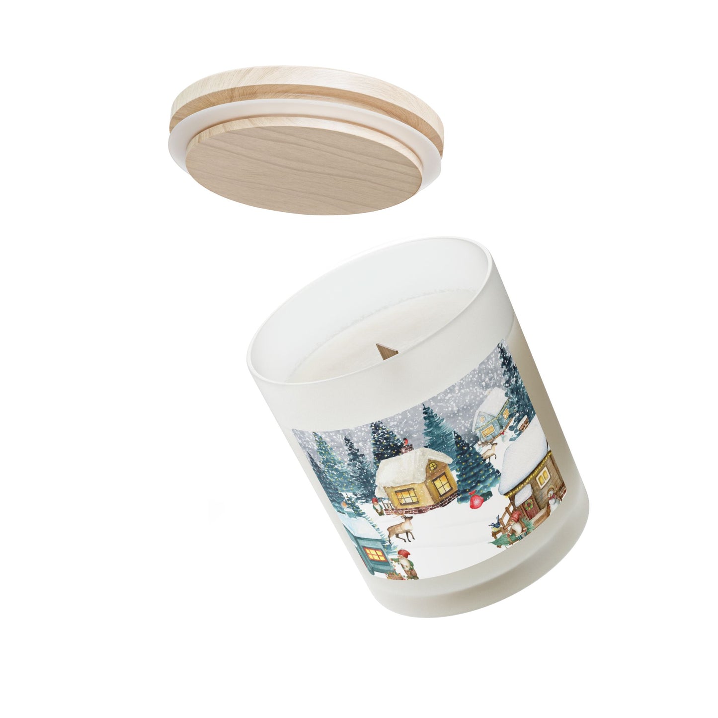 Cozy Winter Candle, Holiday Candle, Rustic Home Decor, Gift for Her, Winter Wonderland Decor, Candle for Christmas, Frosted Glass Candle