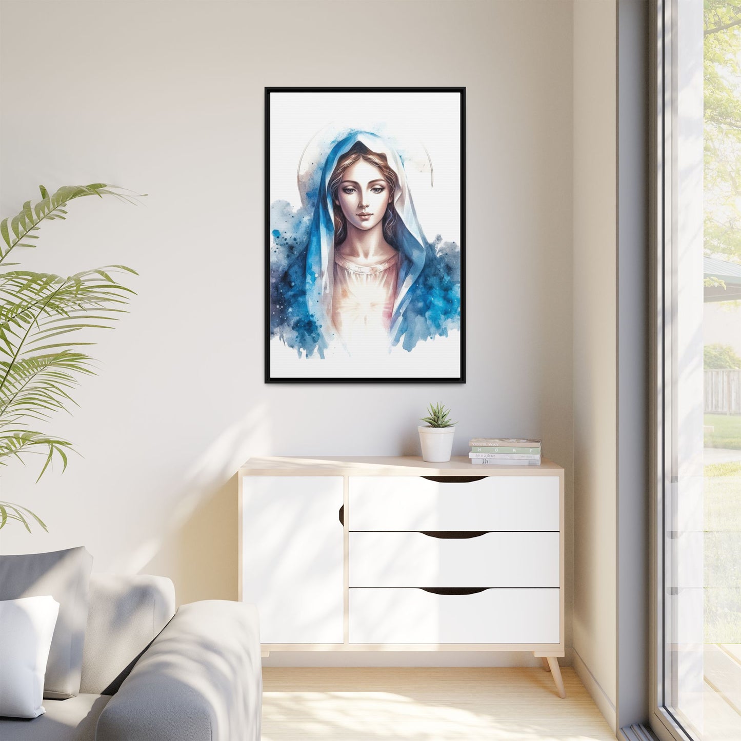Framed Canvas Art Print, Spiritual Decor, Religious Artwork, Wall Decor, Gift for Faith, Elegant Home Decoration