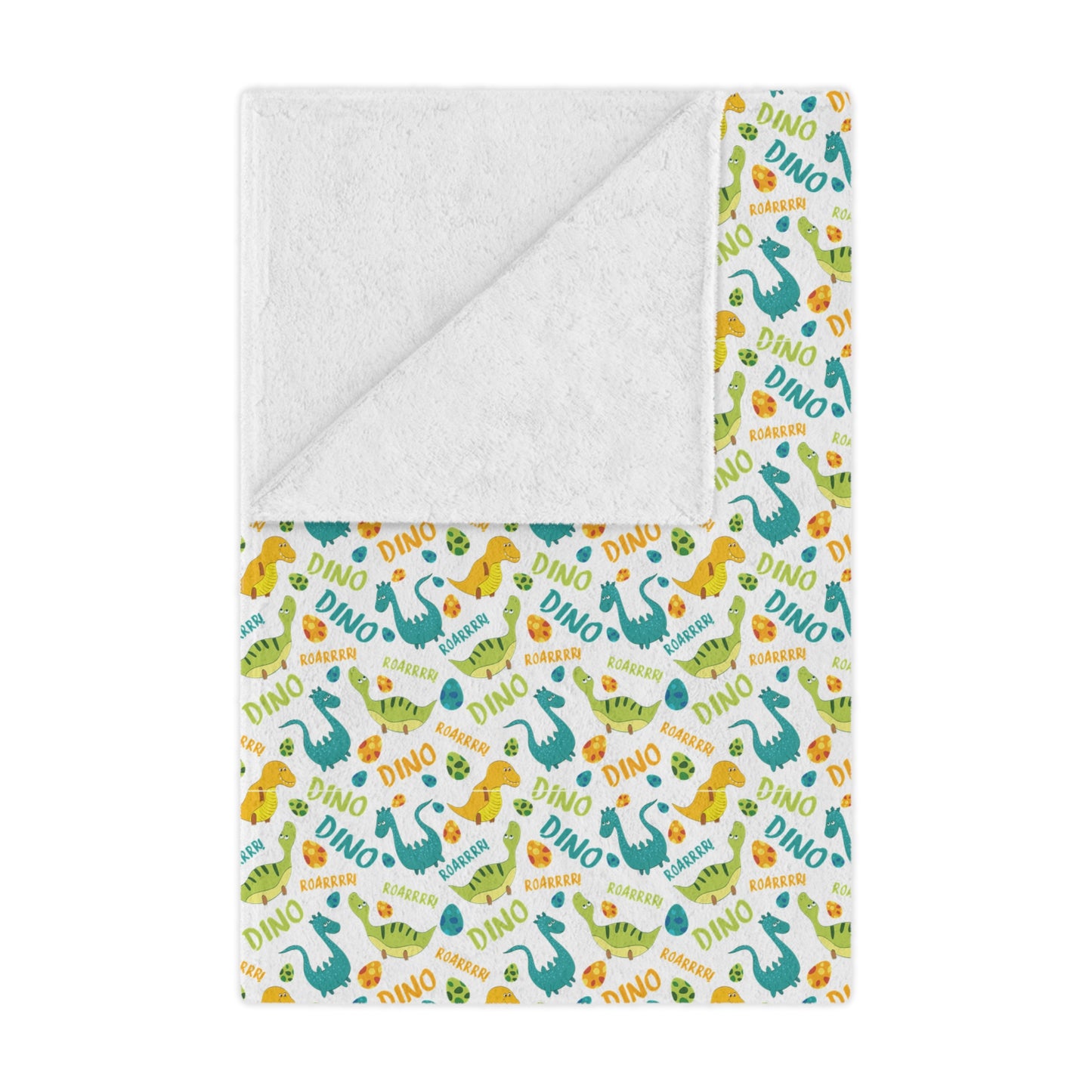 Baby Footprint Minky Blanket — Soft Dinosaur Pattern Nursery Throw