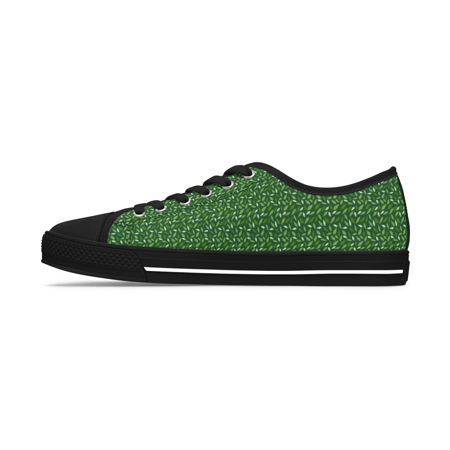 Green Texture Low Top Sneakers — Women's Casual Canvas Shoes